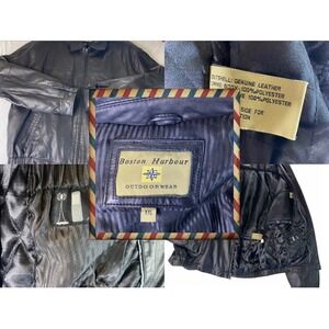 Boston Harbour Leather Jacket Men 2XL Black Full Zip Quilted Lined Butterly Soft